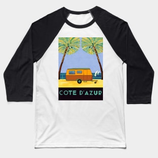 Vintage Caravan by the Ocean under Palm Trees Baseball T-Shirt